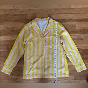 Boden Janie Pajama Shirt yellow and pink striped sz 6 NWOT